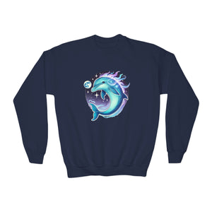 Luna The Dolphin Youth Crewneck Sweatshirt - Comfy and Cute Style for Kids