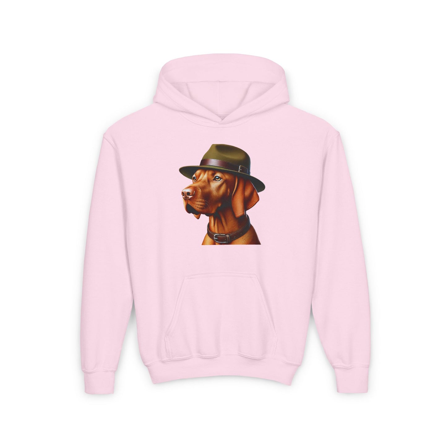 Vizsla Wearing Campaign Hat Hoodie - Youth Sweatshirt - Too Cute Pets