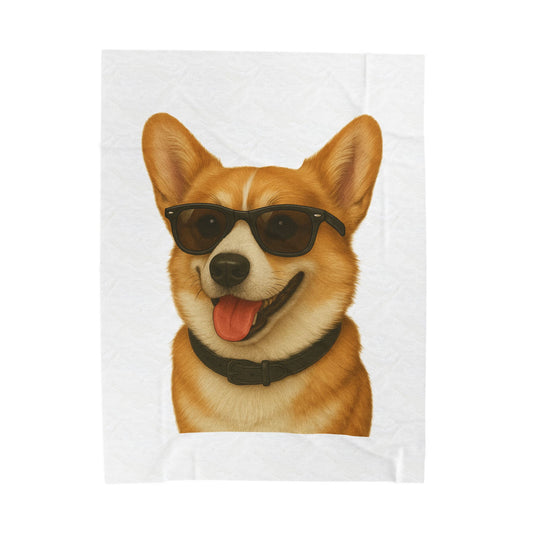 Corgi Wearing Sunglasses - Sherpa Blanket