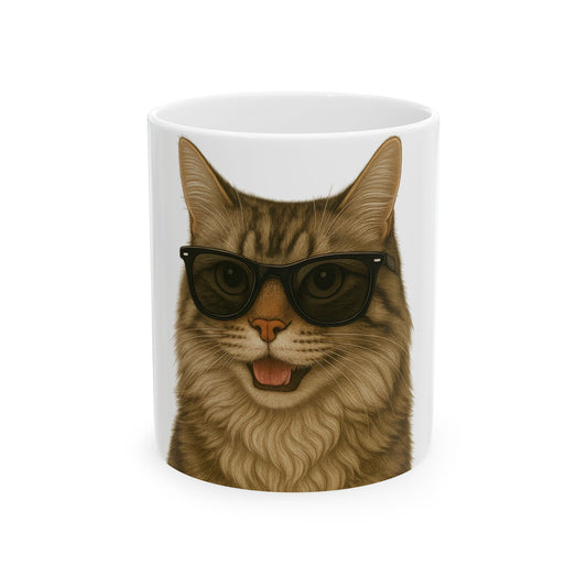 Siberian Cat Wearing Sunglasses Ceramic Mug
