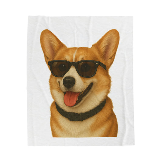 Corgi Wearing Sunglasses - Sherpa Blanket