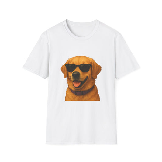 Golden Retriever Wearing Sunglasses - Adult T-Shirt