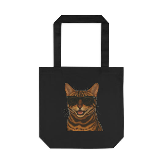 Bengal Cat Wearing Sunglasses Cotton Tote Bag