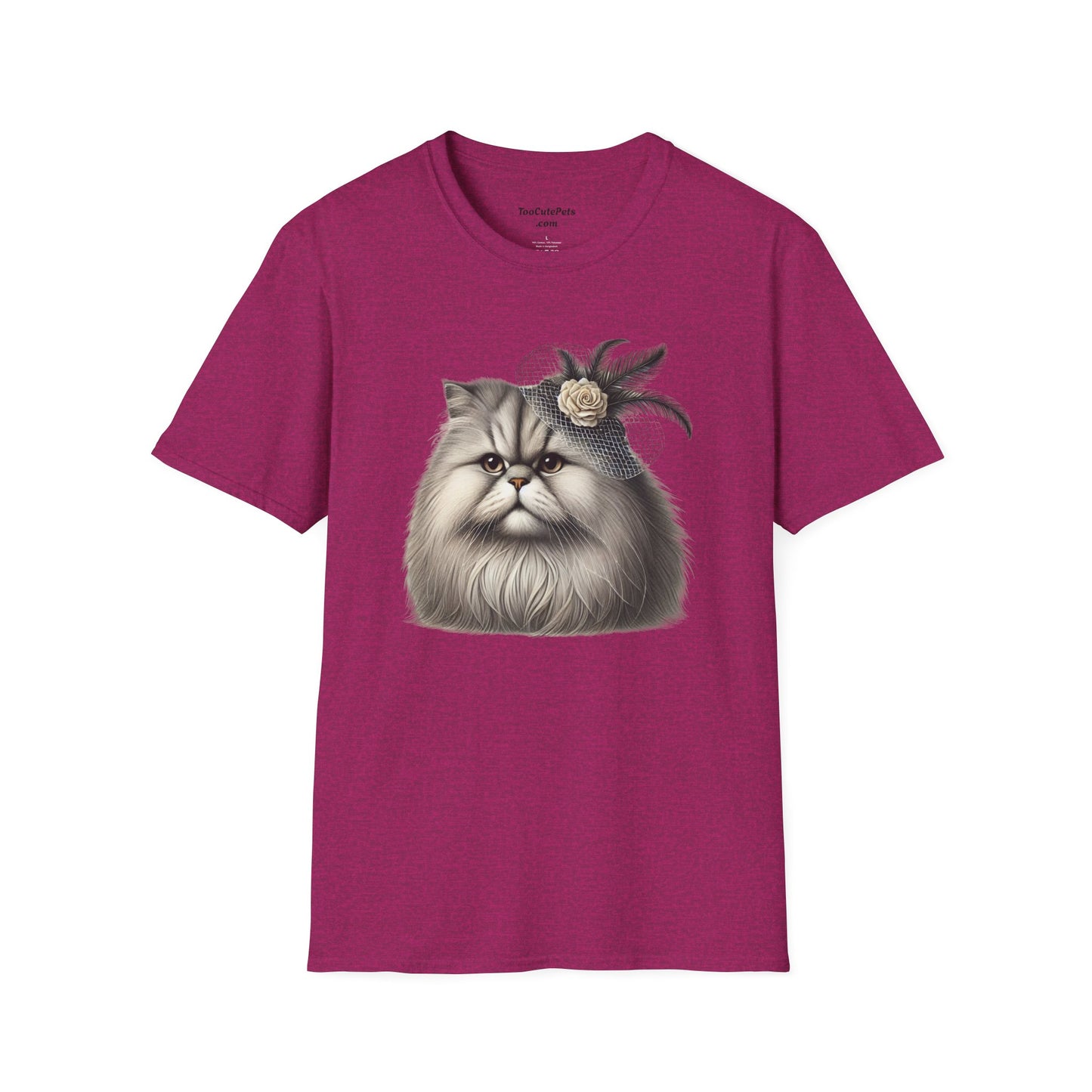 Persian Cat Wearing A Flower Fascinator - Adult T-Shirt -Too Cute Pets