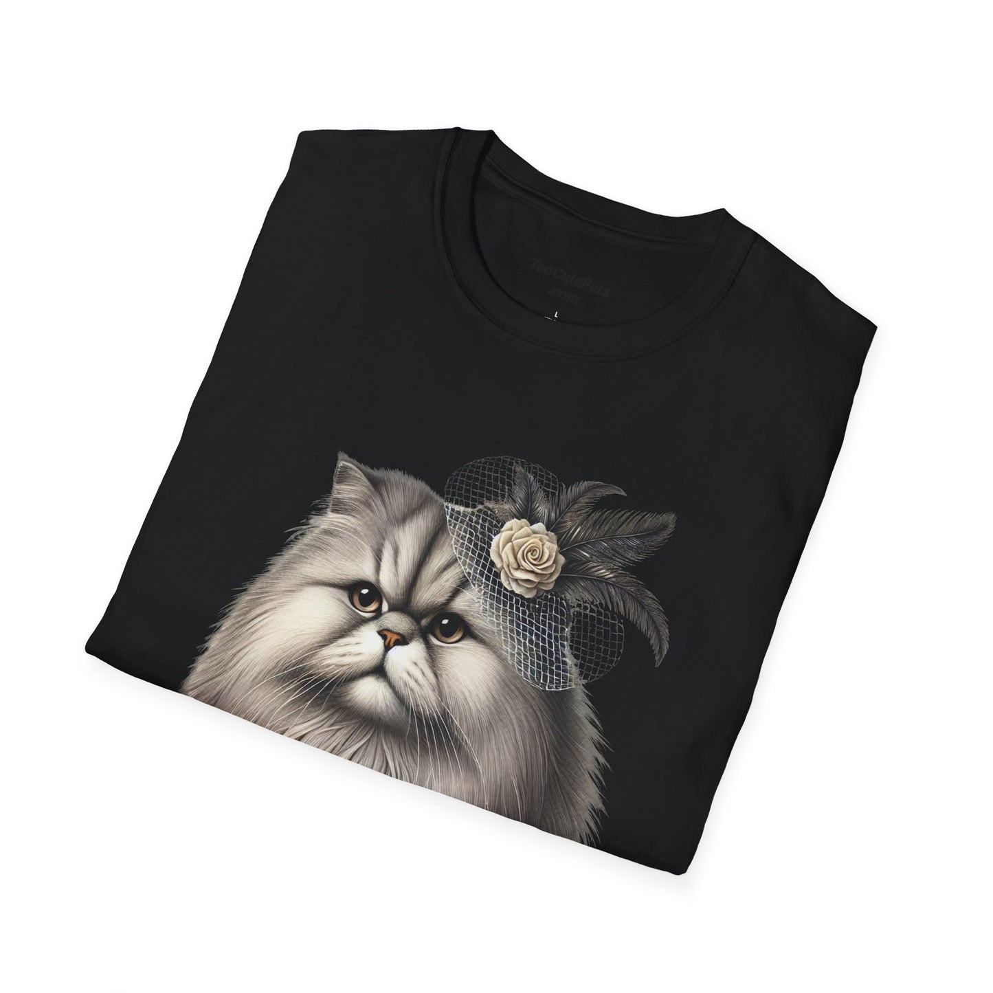 Persian Cat Wearing A Flower Fascinator - Adult T-Shirt -Too Cute Pets