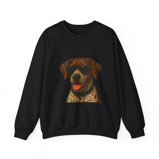 German Shorthaired Pointer Wearing Sunglasses - Adult Crewneck Sweatshirt
