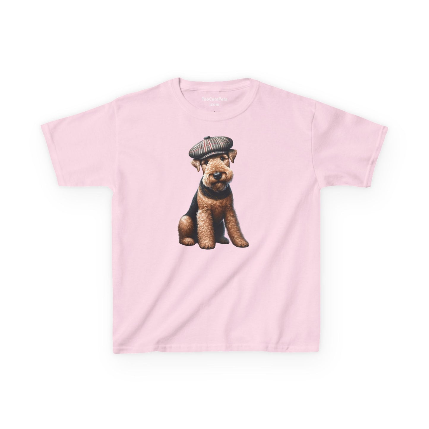 Airedale Terrier Wearing Tweed Flat Cap #2- Youth T-Shirt - Too Cute Pets