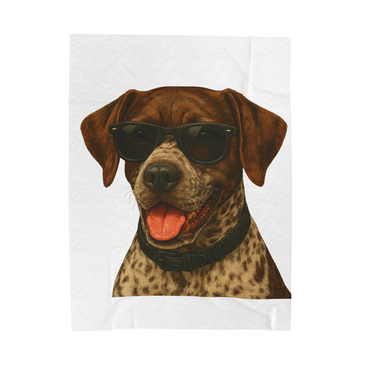German Shorthaired Pointer Wearing Sunglasses - Sherpa Blanket