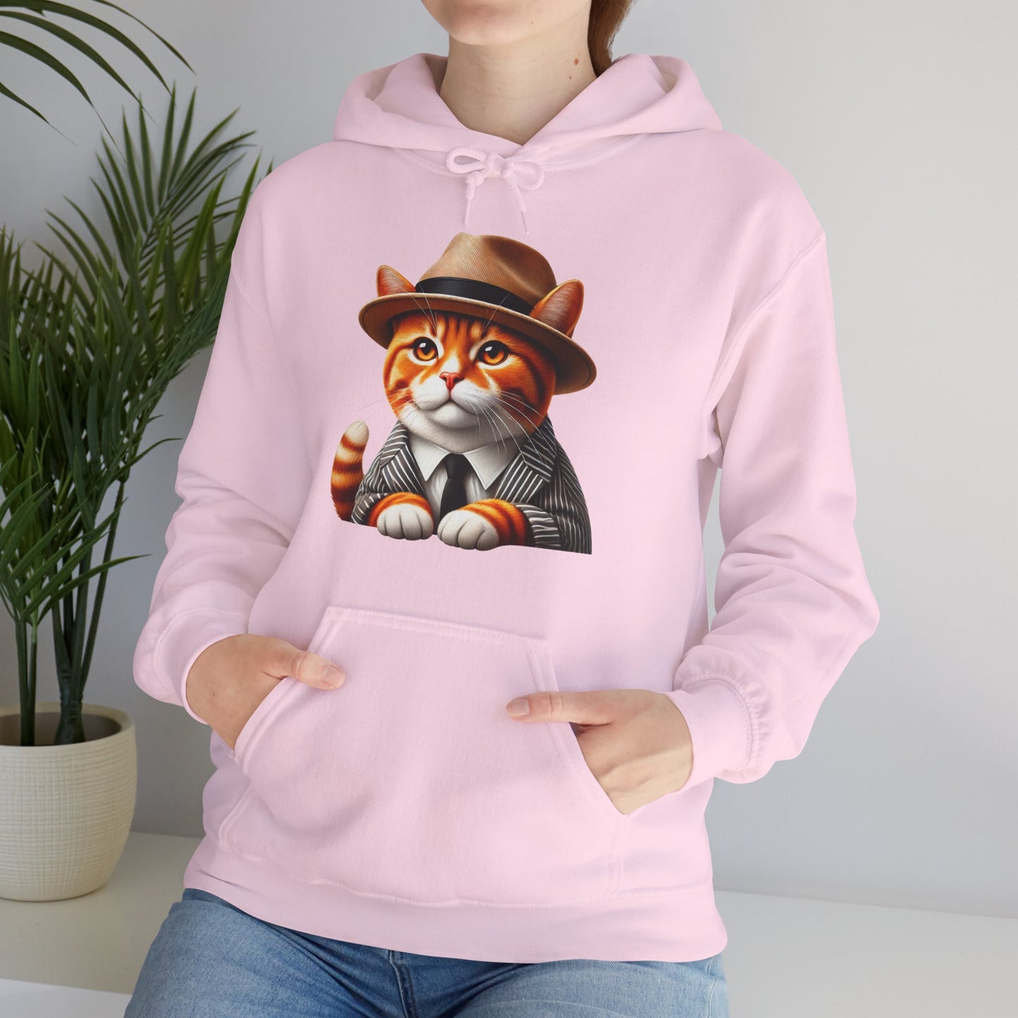 Tabby Cat in Fedora & Suit – Adult Unisex Hoodie
