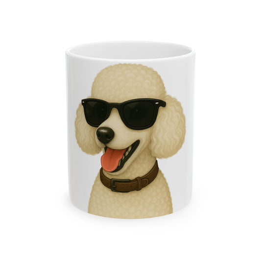 White Poodle Wearing Sunglasses Ceramic Mug