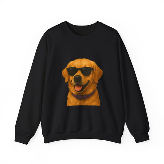 Golden Retriever Wearing Sunglasses - Adult Crewneck Sweatshirt