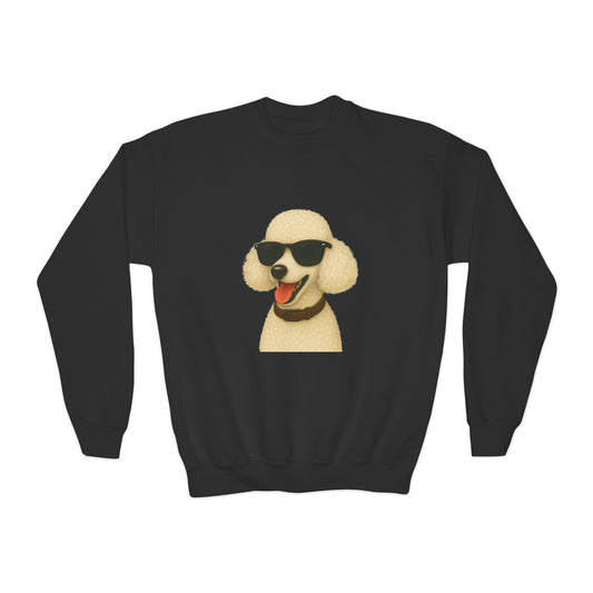 White Poodle Wearing Sunglasses - Youth Crewneck Sweatshirt