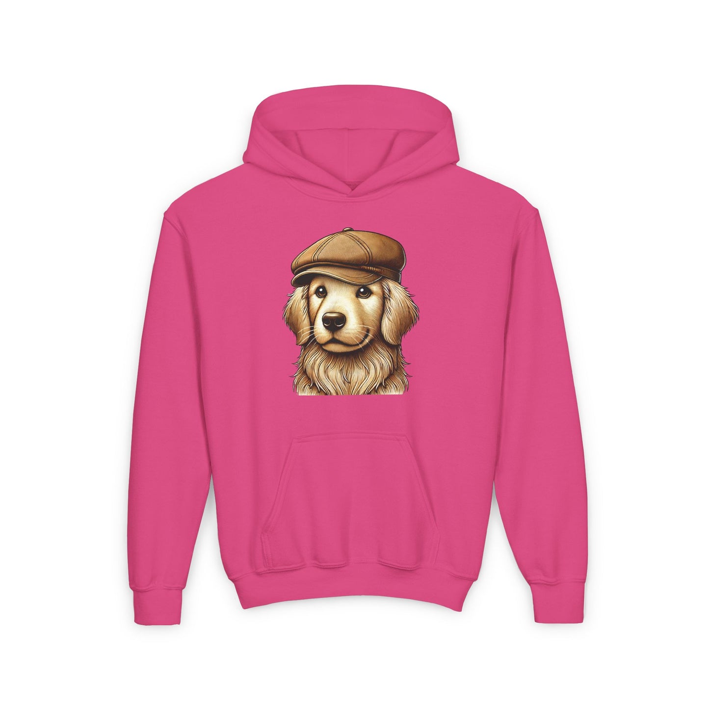Golden Retreiver Wearing Newsboy Hat - Hooded Youth Sweatshirt - Too Cute Pets