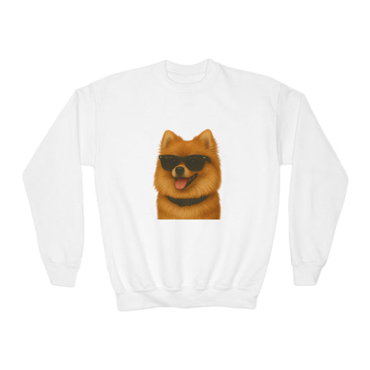 Pomeranian Wearing Sunglasses - Youth Crewneck Sweatshirt