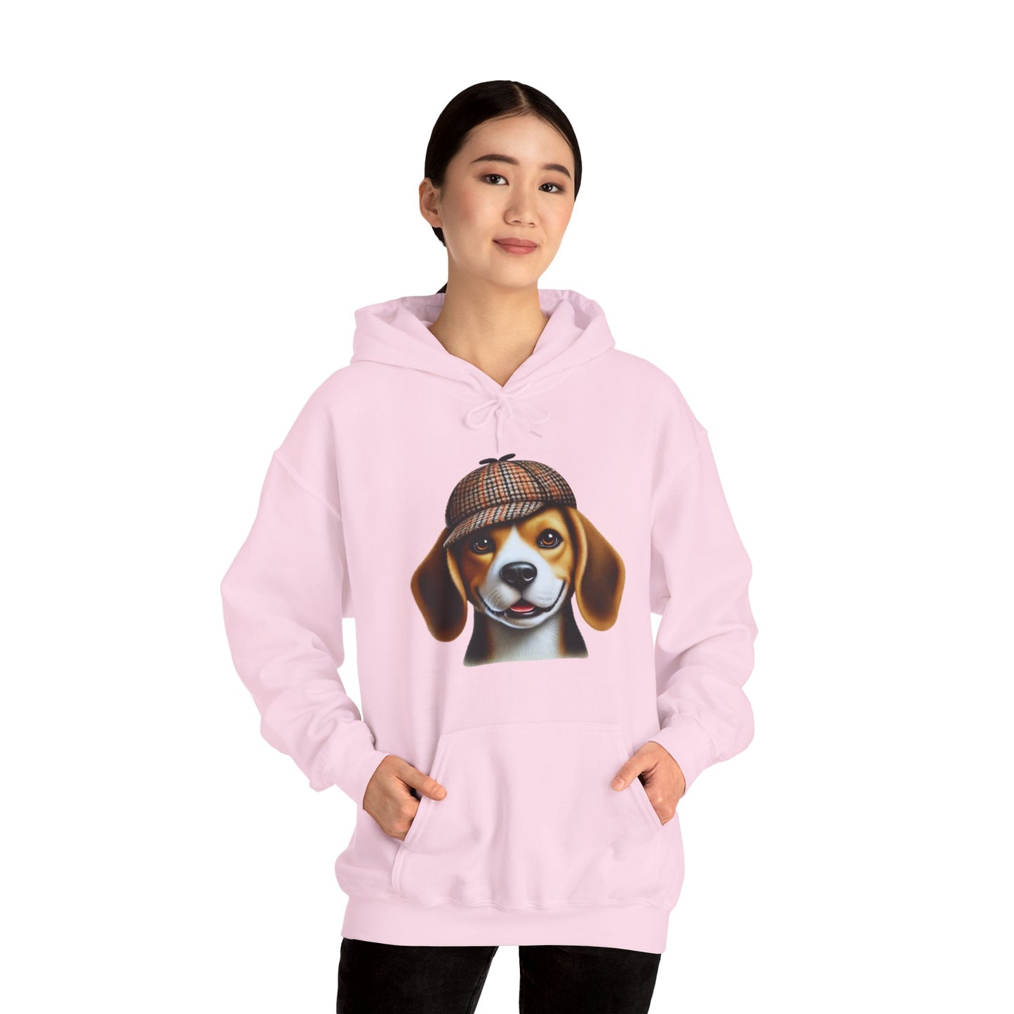 Smiling Beagle Wearing Deerstalker Hat - Adult Hoodie - Too Cute Pets