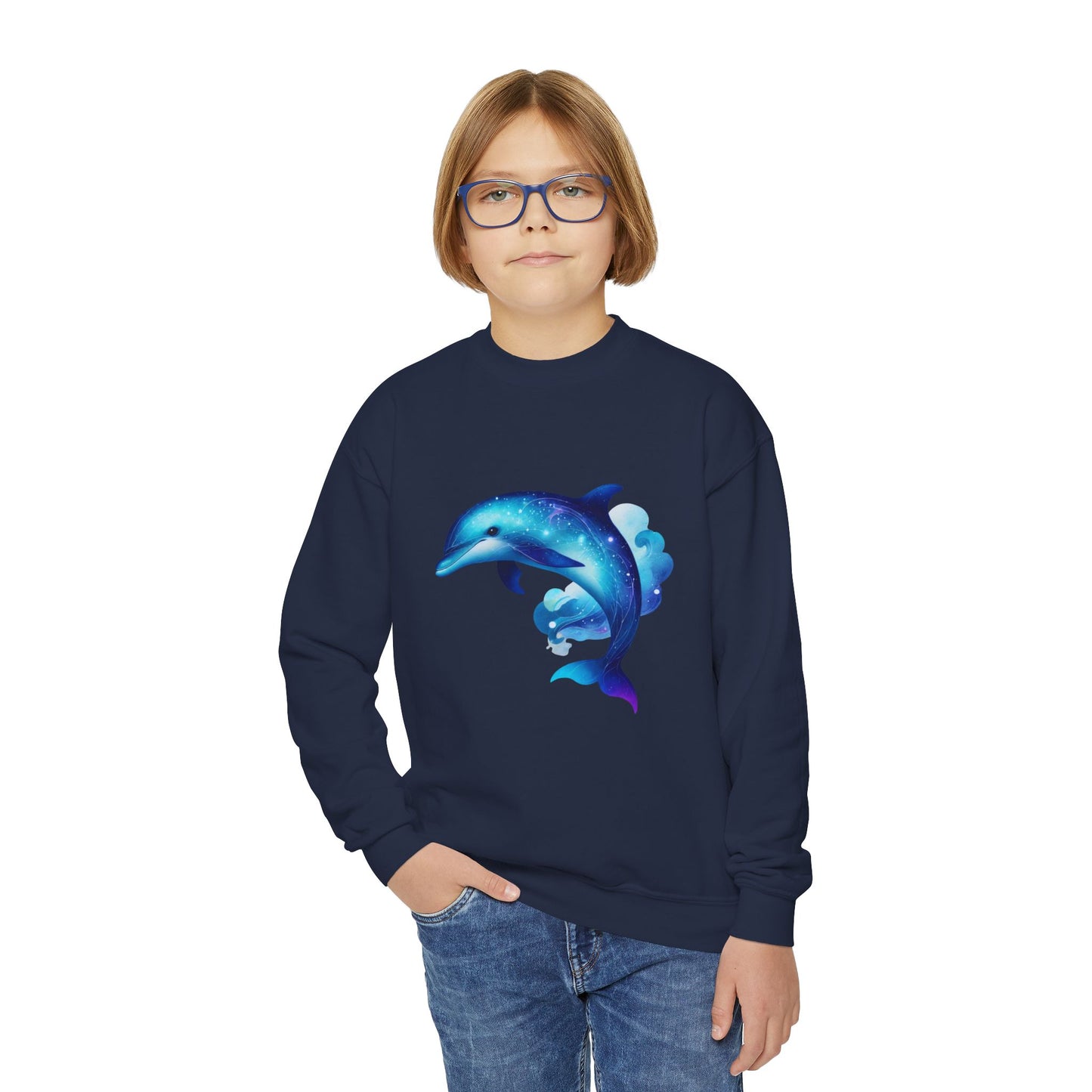 Neptune The Dolphin Youth Crewneck Sweatshirt - Comfy and Cute Style for Kids