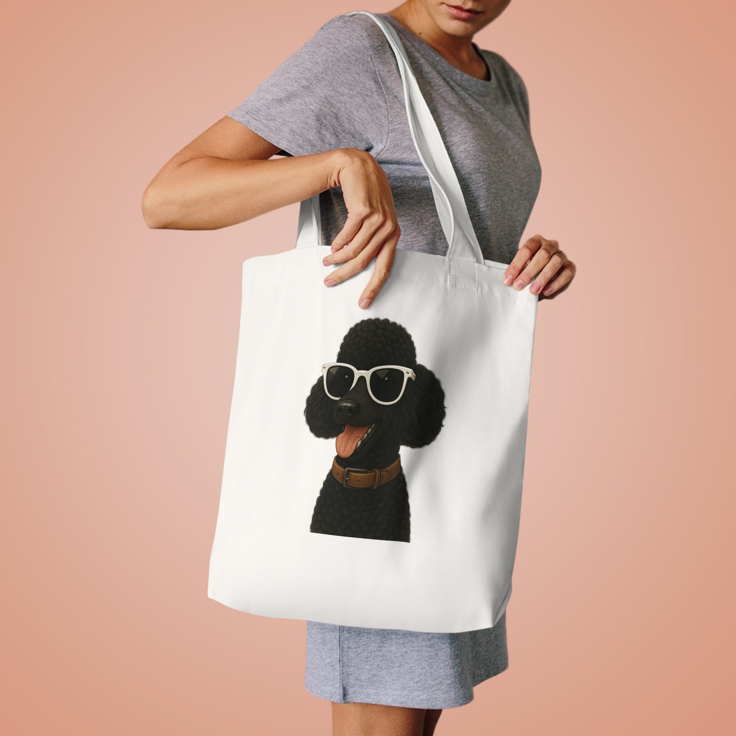 Black Poodle Wearing Sunglasses Cotton Tote Bag