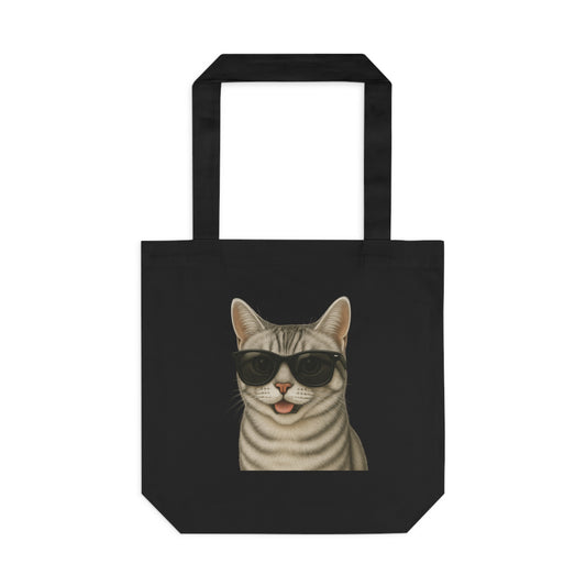American Shorthair Silver Tabby Wearing Sunglasses Cotton Tote Bag