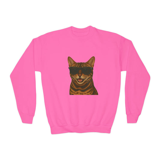 Bengal Cat Wearing Sunglasses - Youth Sweatshirt