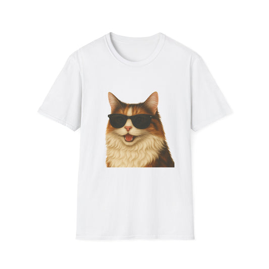 Calico Cat Wearing Sunglasses - Adult T-Shirt