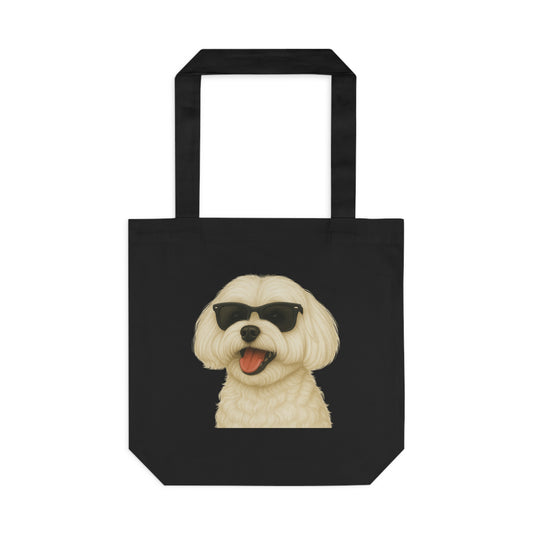 Maltese Wearing Sunglasses Cotton Tote Bag