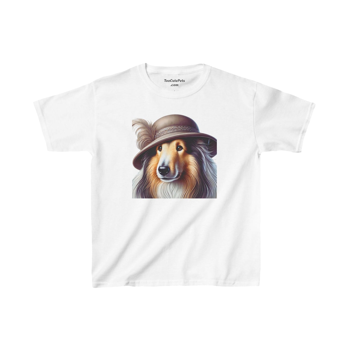 Collie In Cloche Hat - Youth T-Shirt - Too Cute Pets