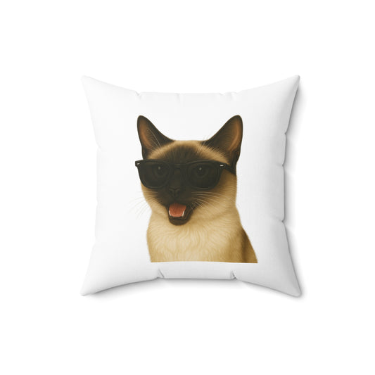 Siamese Cat Wearing Sunglasses - Throw Pillow