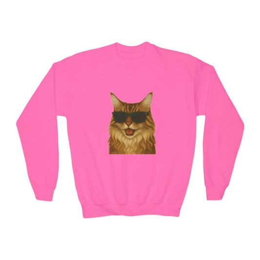 Maine Coon Cat Wearing Sunglasses - Youth Sweatshirt