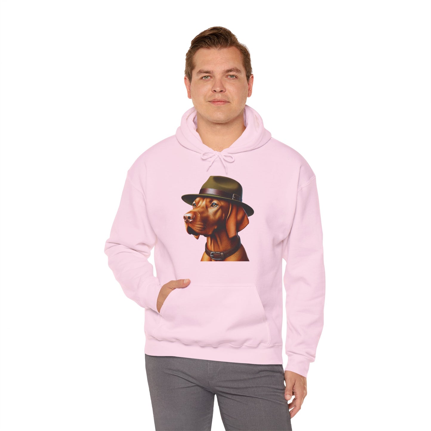 Dashing Vizsla Wearing Campaign Hat - Adult Hoodie - Too Cute Pets