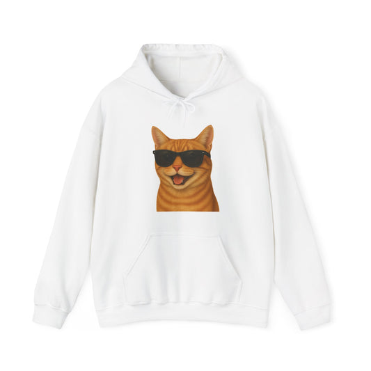 Orange Tabby Cat Wearing Sunglasses - Adult Hoodie