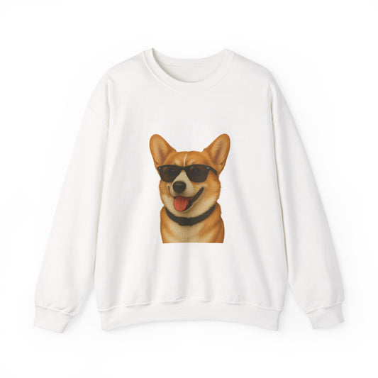 Corgi Wearing Sunglasses - Adult Crewneck Sweatshirt