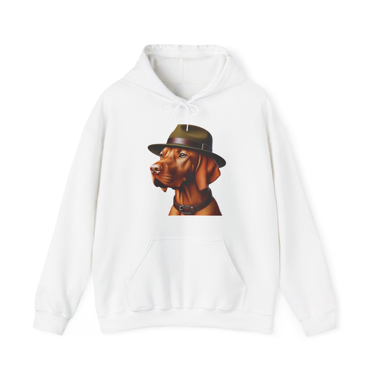 Dashing Vizsla Wearing Campaign Hat - Adult Hoodie - Too Cute Pets