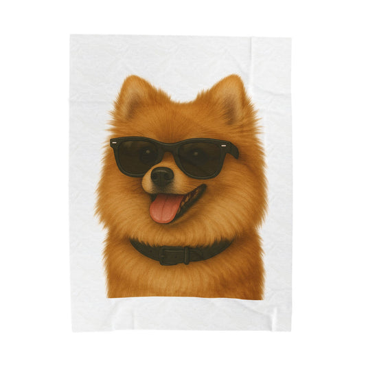 Pomeranian Wearing Sunglasses - Sherpa Blanket