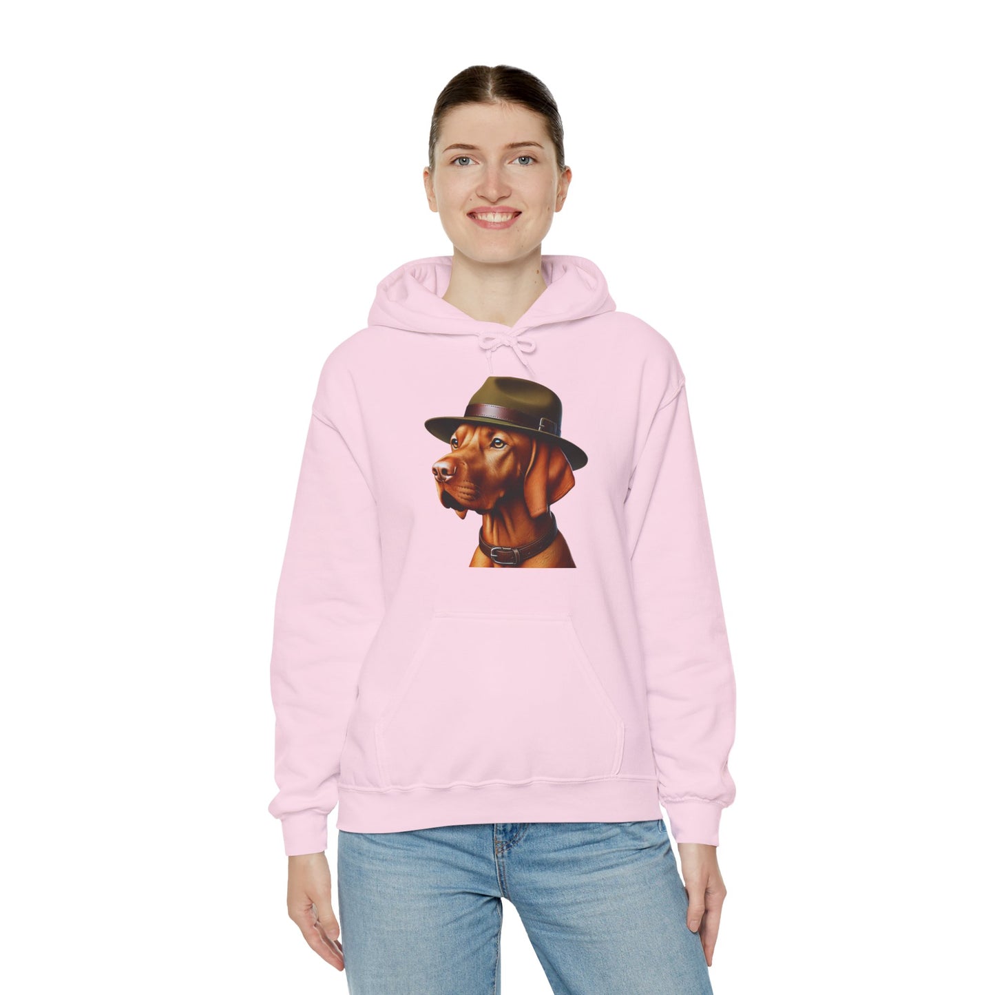 Dashing Vizsla Wearing Campaign Hat - Adult Hoodie - Too Cute Pets