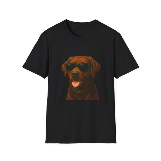 Brown Labrador Retriever Wearing Sunglasses - Adult T-Shirt
