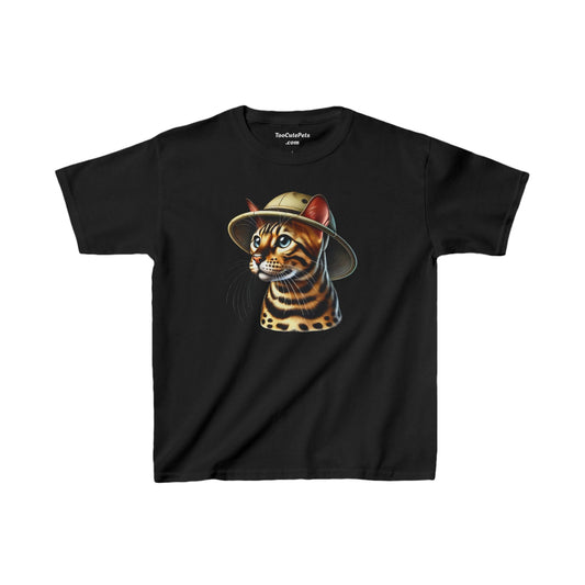 Youth T-Shirt Bengal Cat Wearing A Safari Hat - Too Cute Pets Collection