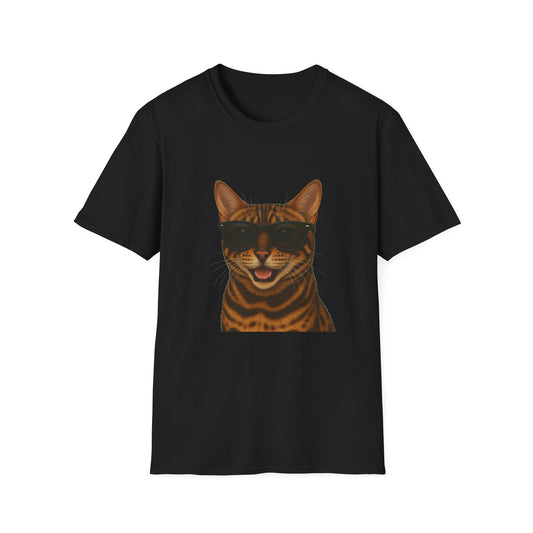 Bengal Cat Wearing Sunglasses - Adult T-Shirt