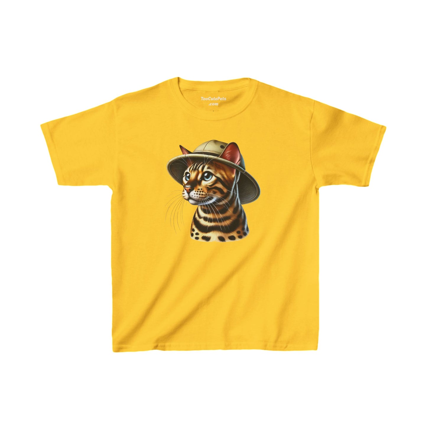 Youth T-Shirt Bengal Cat Wearing A Safari Hat - Too Cute Pets Collection