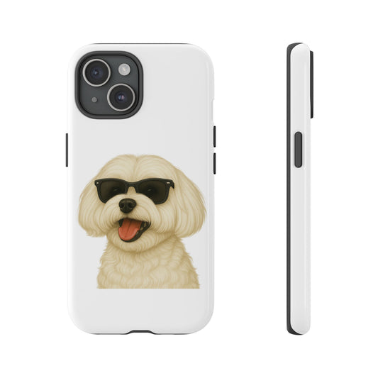 Maltese Wearing Sunglasses - Tough Phone Case