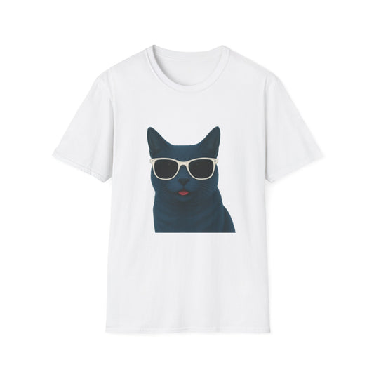 Russian Blue Cat Wearing Sunglasses - Adult T-Shirt