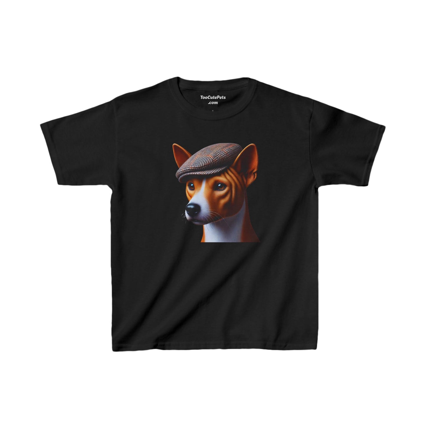 Basenji With Tweed Flat Cap Youth T-Shirt - Too Cute Pets