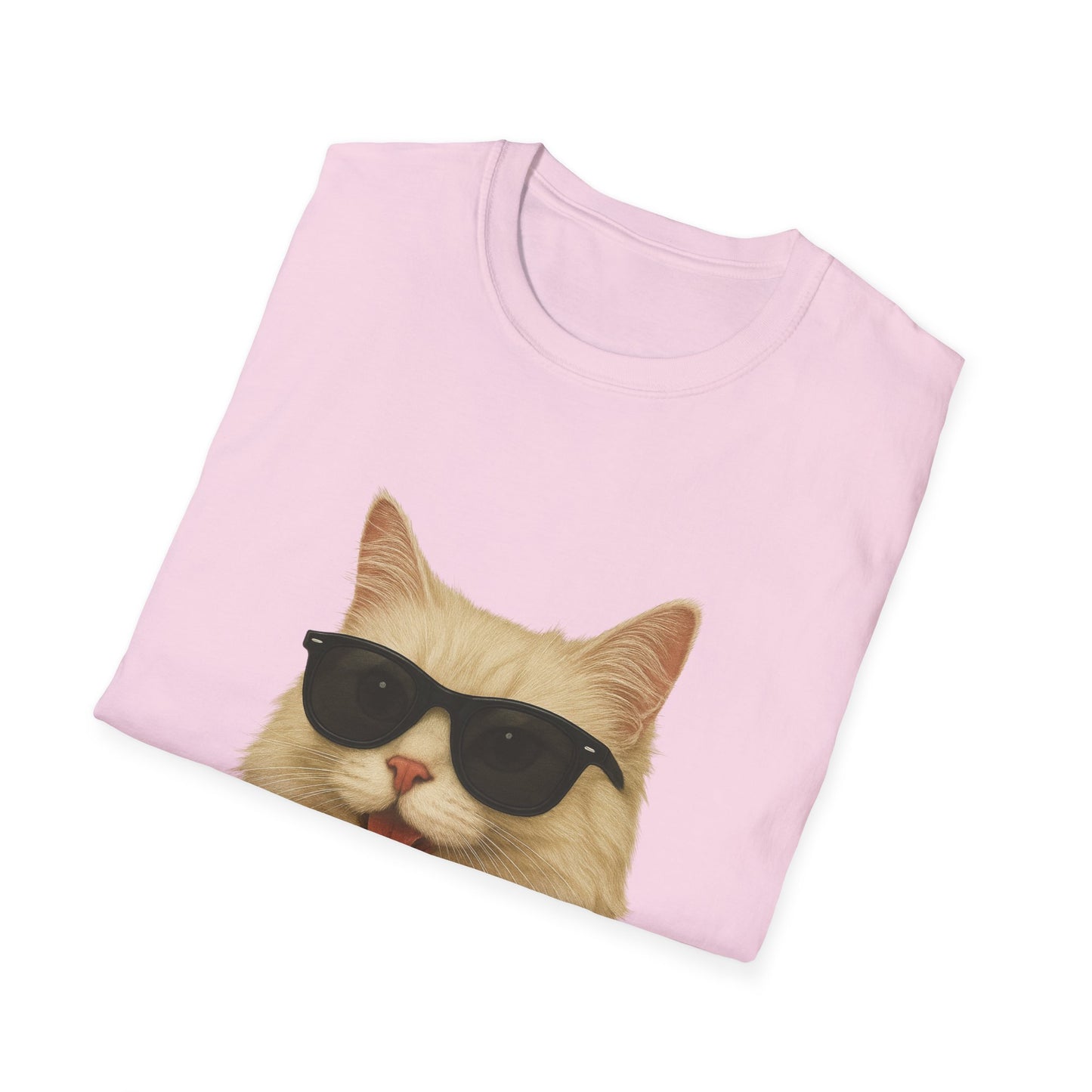 Cream Longhair Cat Wearing Sunglasses - Adult T-Shirt