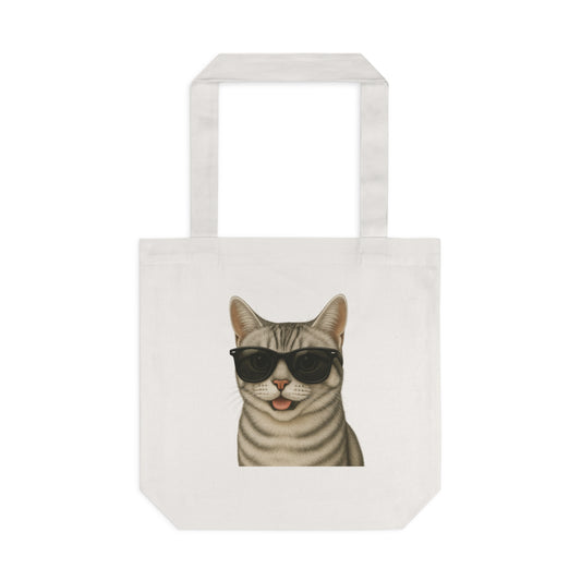 American Shorthair Silver Tabby Wearing Sunglasses Cotton Tote Bag