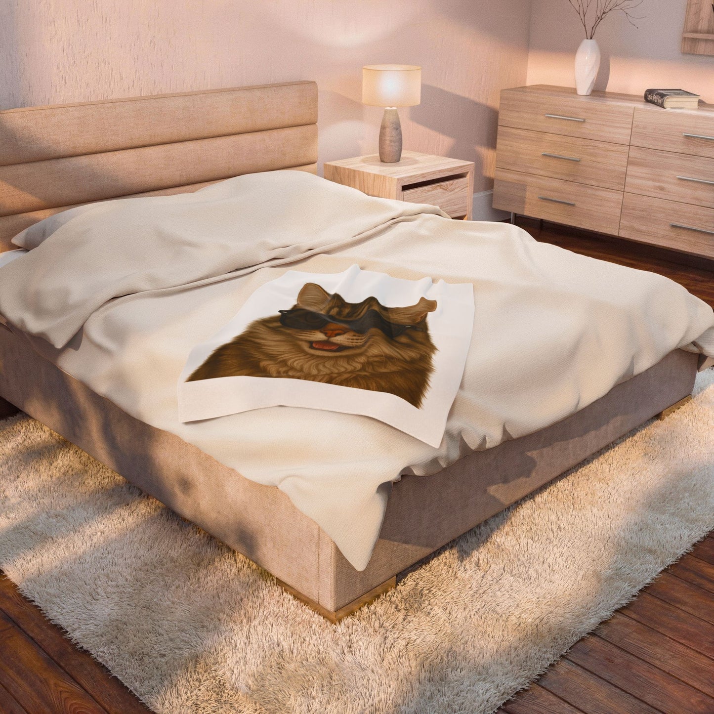 Siberian Cat Wearing Sunglasses - Sherpa Blanket