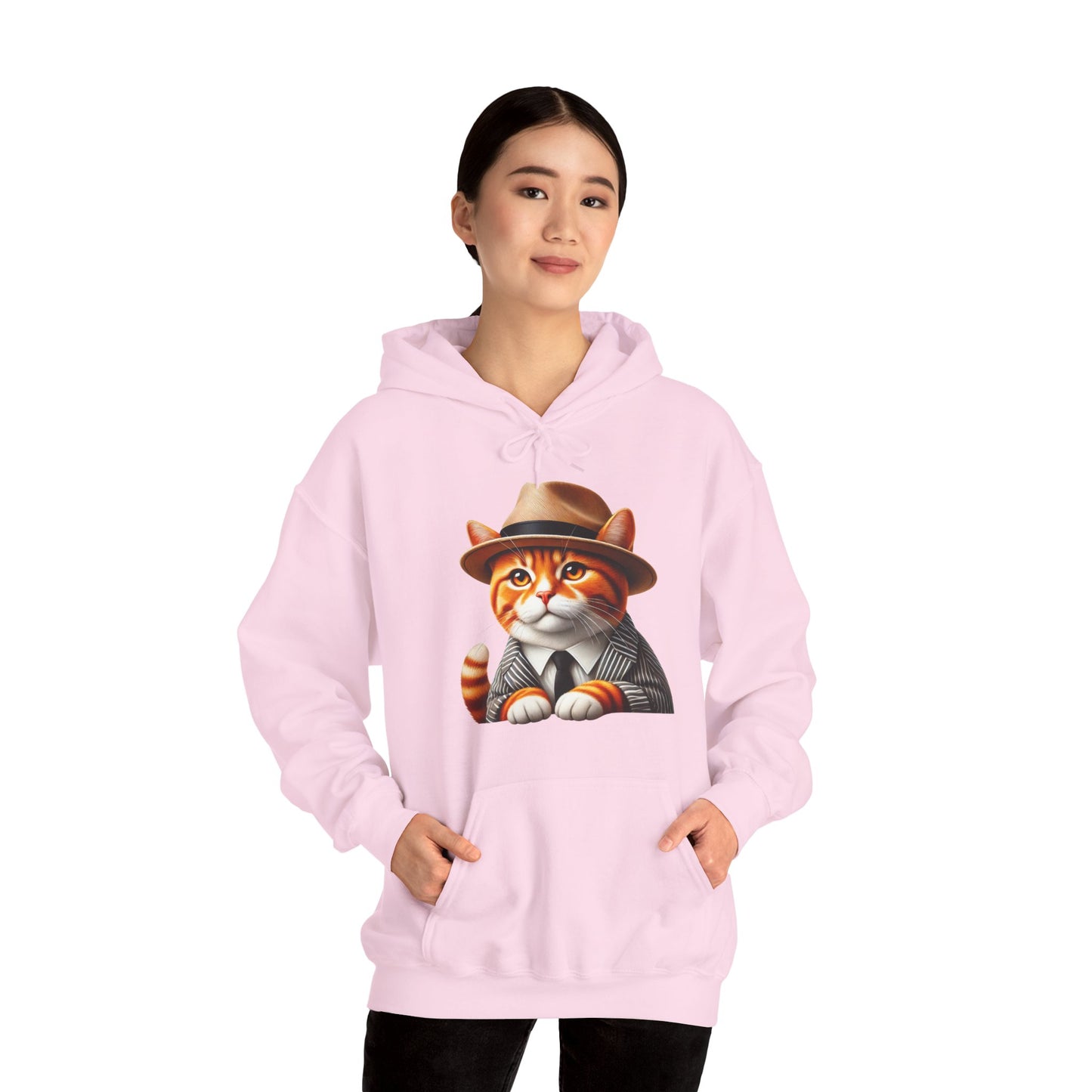 Tabby Cat in Fedora & Suit – Adult Unisex Hoodie