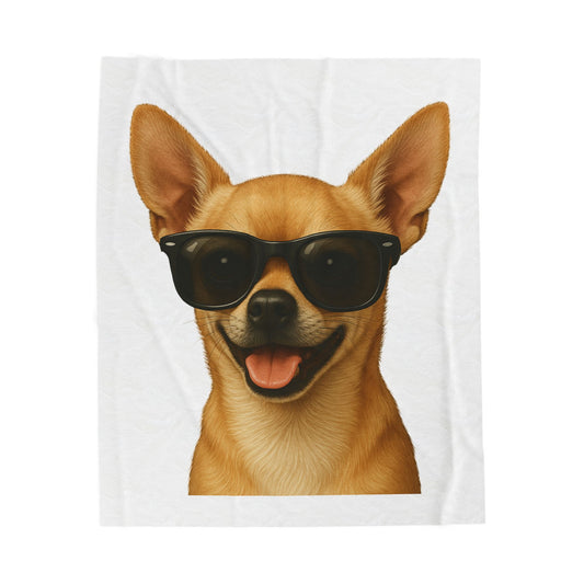 Chihuahua Wearing Sunglasses - Sherpa Blanket