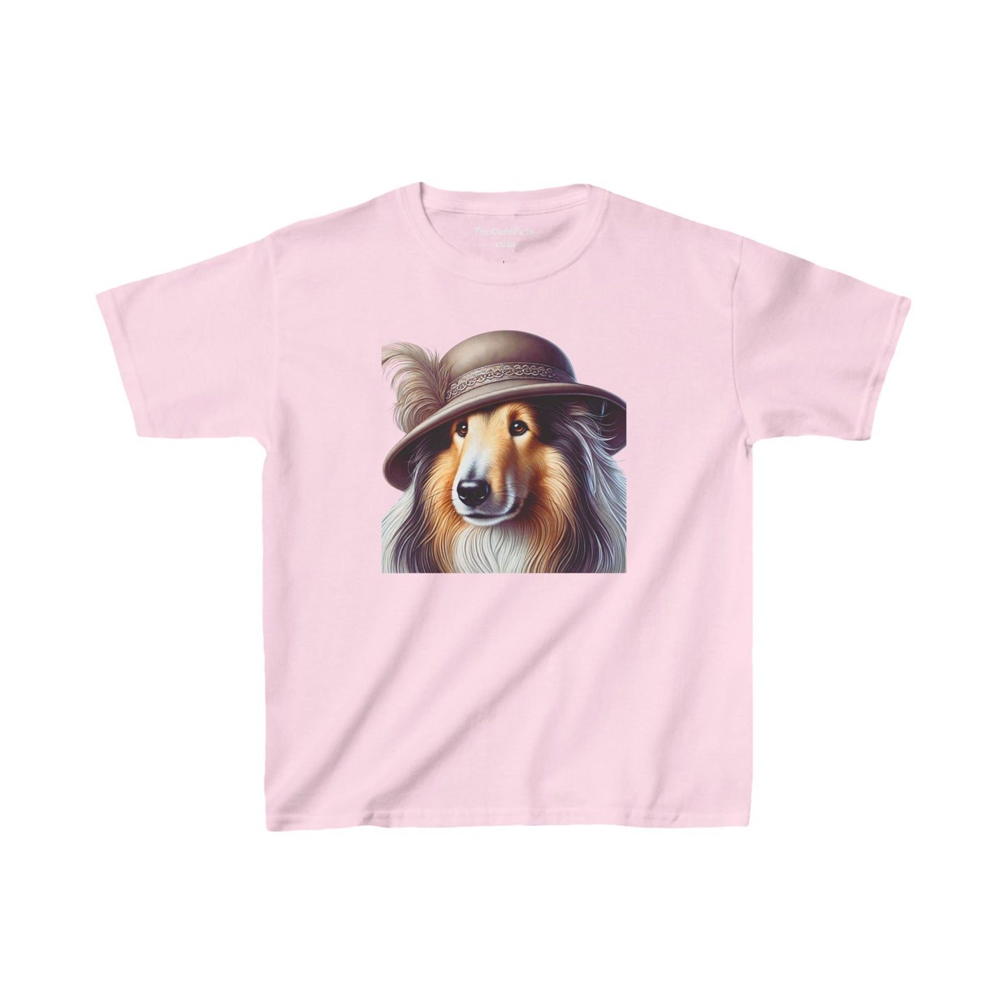 Collie In Cloche Hat - Youth T-Shirt - Too Cute Pets