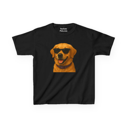 Golden Retriever Wearing Sunglasses - Kids Tee