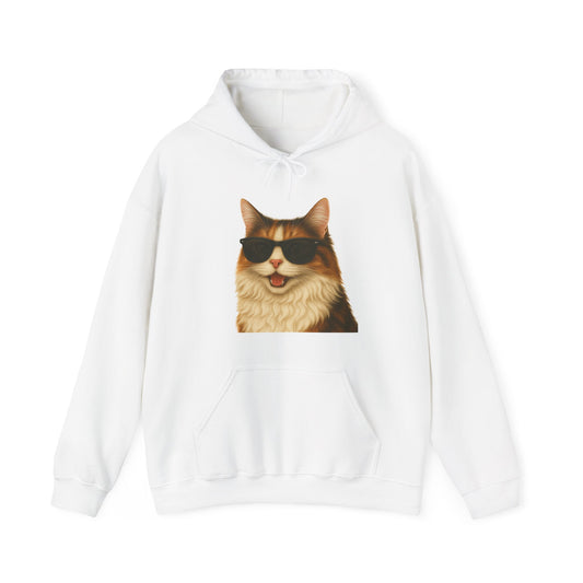Calico Cat Wearing Sunglasses - Adult Hoodie