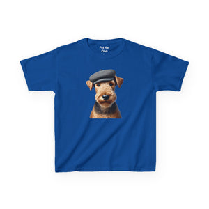 Airedale Terrier Wearing Tweed Flat Cap Youth T-Shirt - Too Cute Pets